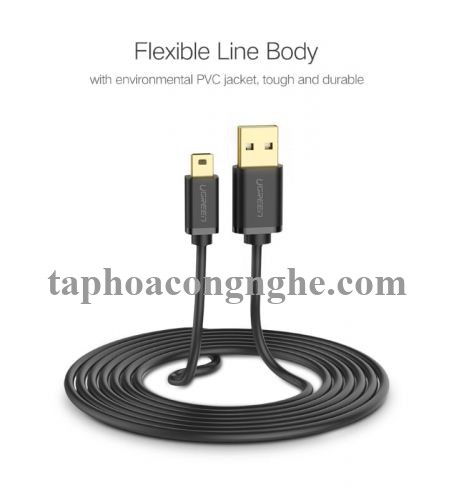 Ugreen 10354 0.5M màu Đen Cáp sạc truyền dữ liệu USB 2.0 sang MINI USB đầu mạ vàng US132 30010354